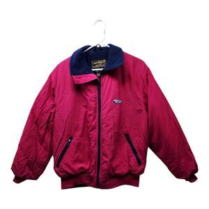 Vintage‎ Eddie Bauer Bomber Jacket Women Size Medium Burgundy Fleece Lined